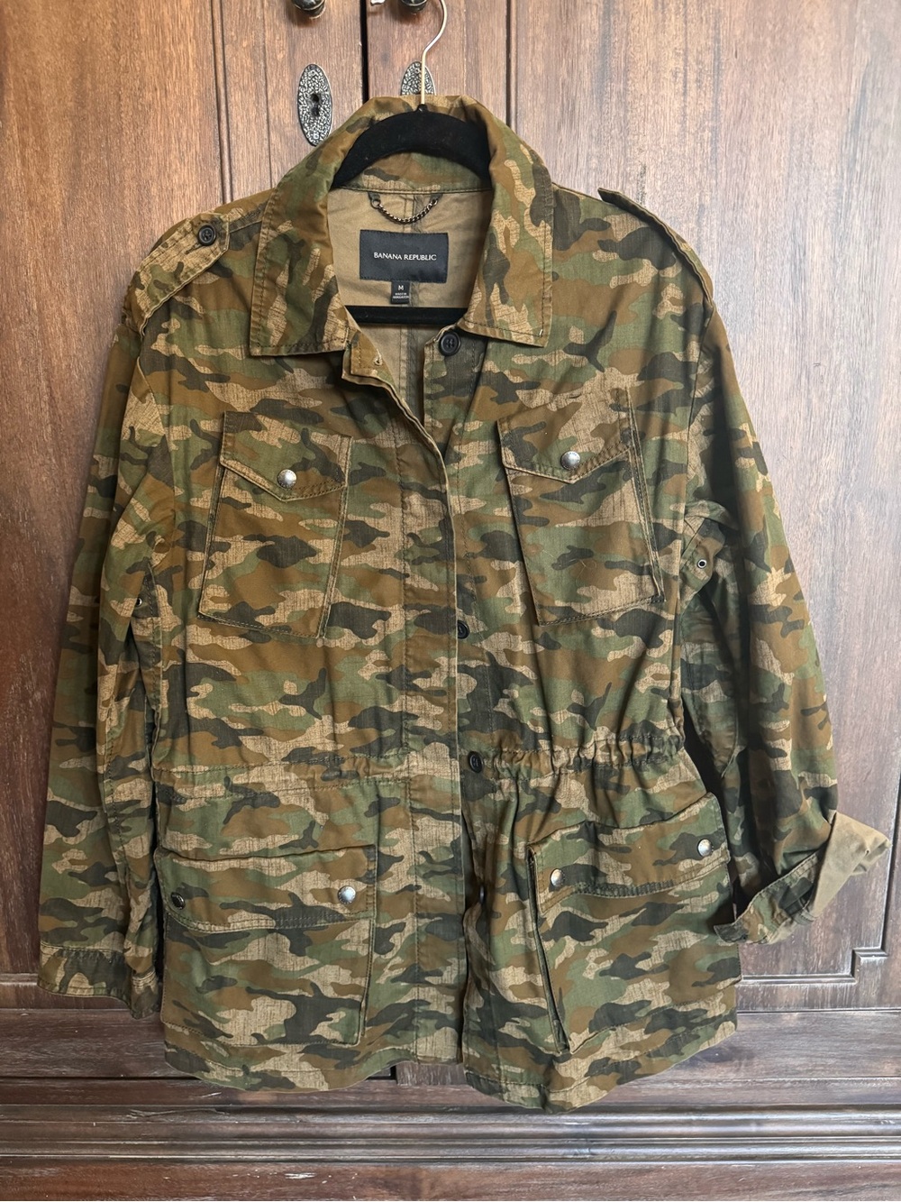 Banana Republic Women's Camouflage Utility Jacket - Olive & Brown